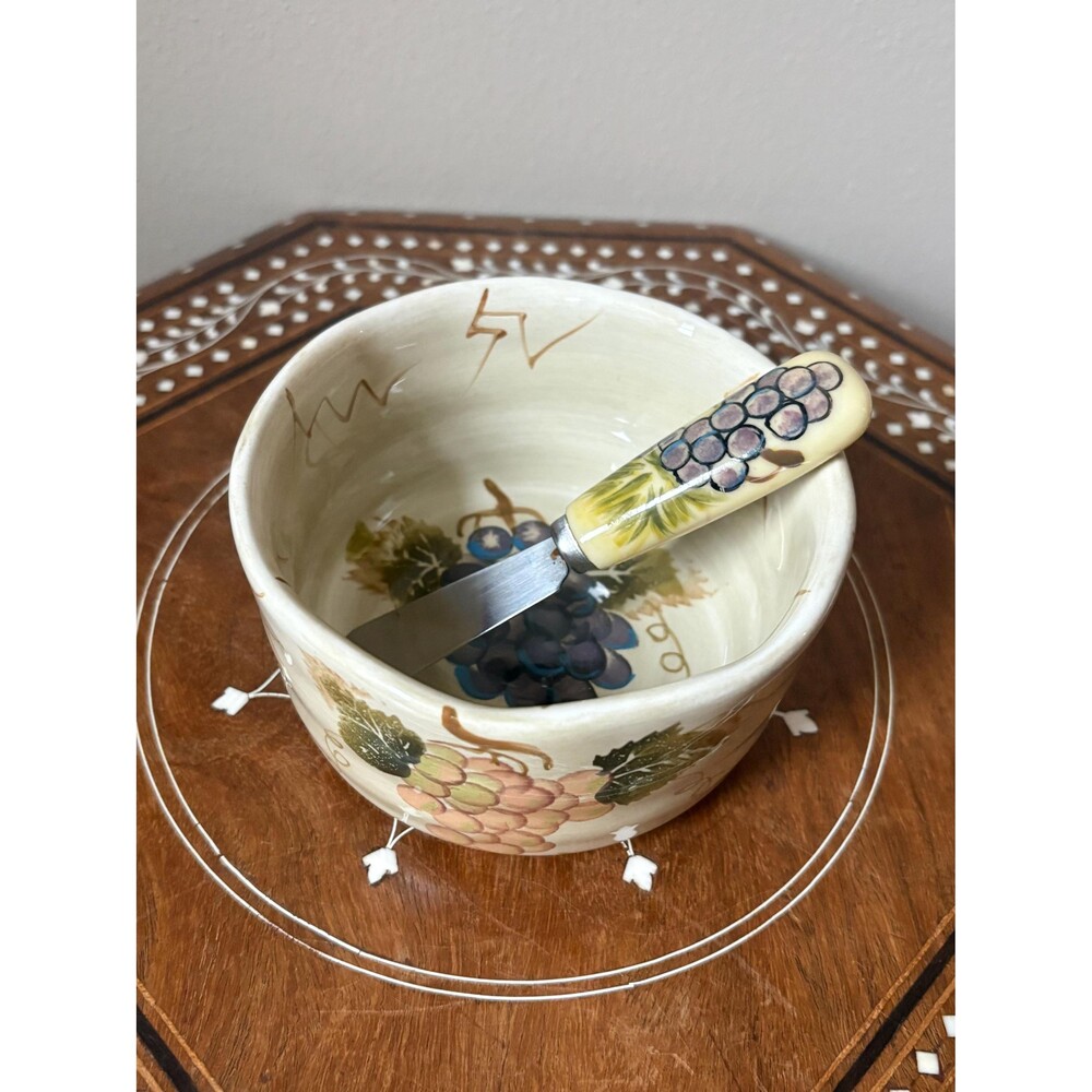 Vintage Tabletops Unlimited ‘Cabernet’ Dip Bowl With Spreader Grapes